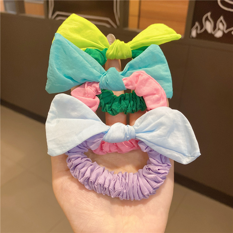 Fluorescent Color Tie Rubber Band for Bun Haircut Hair Rope Cute Princess Bowknot Headband Little Girl Headdress Large Intestine Hair Ring