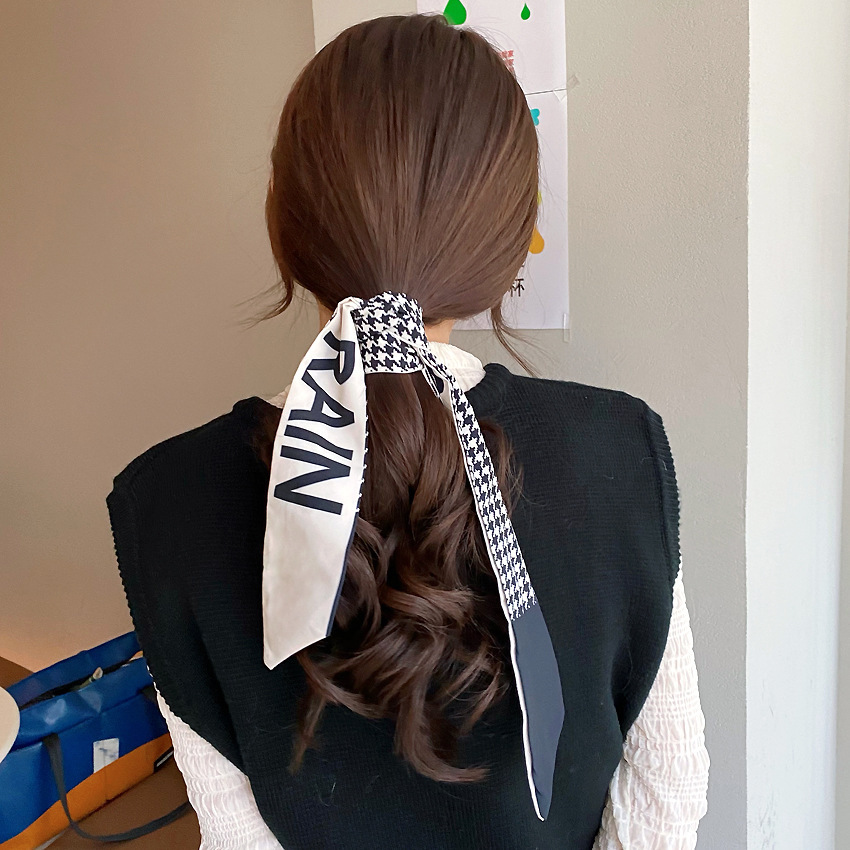 Bowknot Tie Scarf Hair Band Retro Female Temperament Tie Ponytail Bow Ribbon Headband Ribbon Headband Mori Style