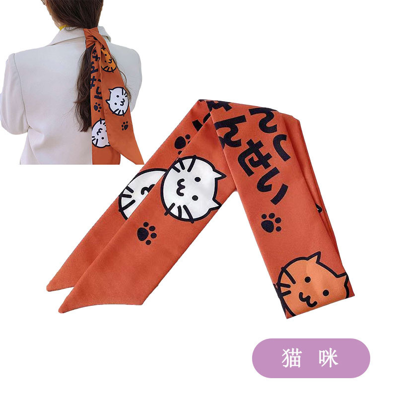 Bowknot Tie Scarf Hair Band Retro Female Temperament Tie Ponytail Bow Ribbon Headband Ribbon Headband Mori Style