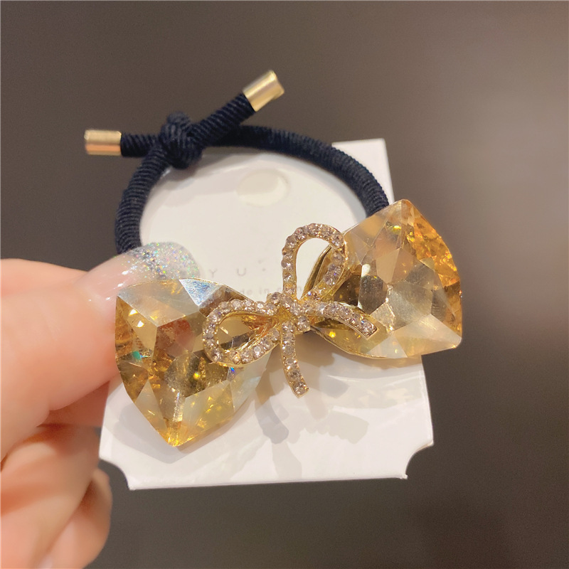 Exquisite Crystal Bowknot Headband 2021new Hair Band for Bun Haircut Ins Simple Temperament Tie Ponytail Leather Band
