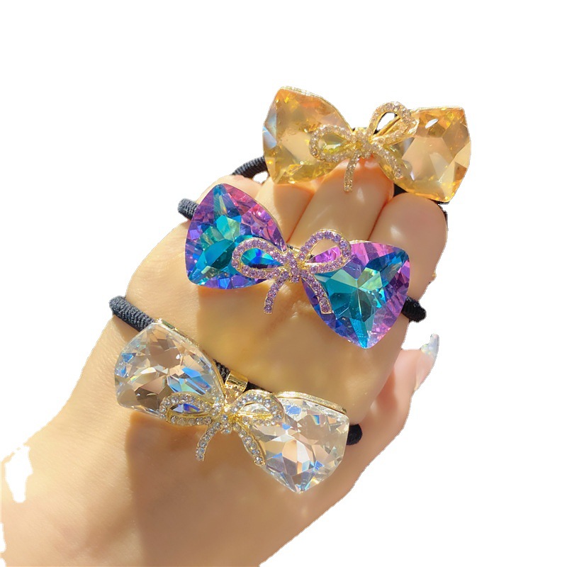 Exquisite Crystal Bowknot Headband 2021new Hair Band for Bun Haircut Ins Simple Temperament Tie Ponytail Leather Band