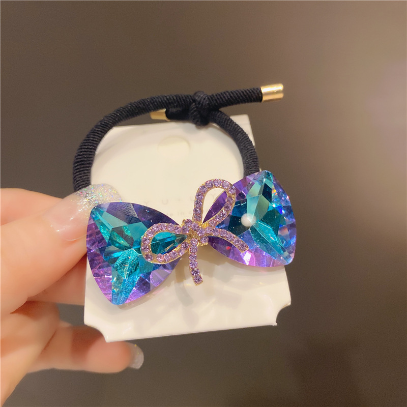 Exquisite Crystal Bowknot Headband 2021new Hair Band for Bun Haircut Ins Simple Temperament Tie Ponytail Leather Band