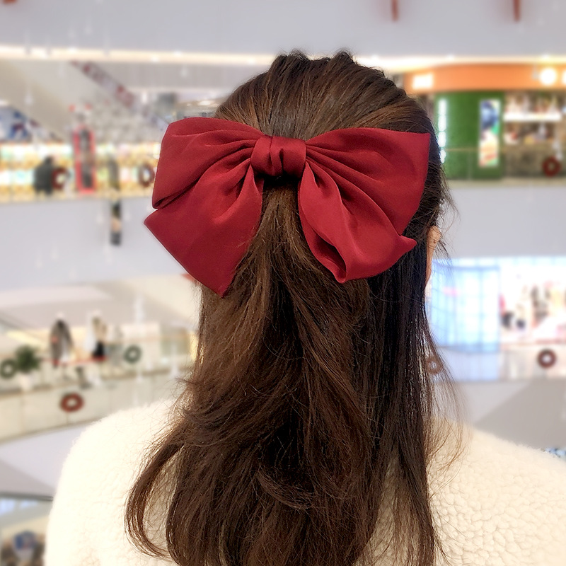Red Big Bow Hairpin Hair Rope Back Head Internet Celebrity Spring Clip Hairpin Clip Hair Bowknot Tie