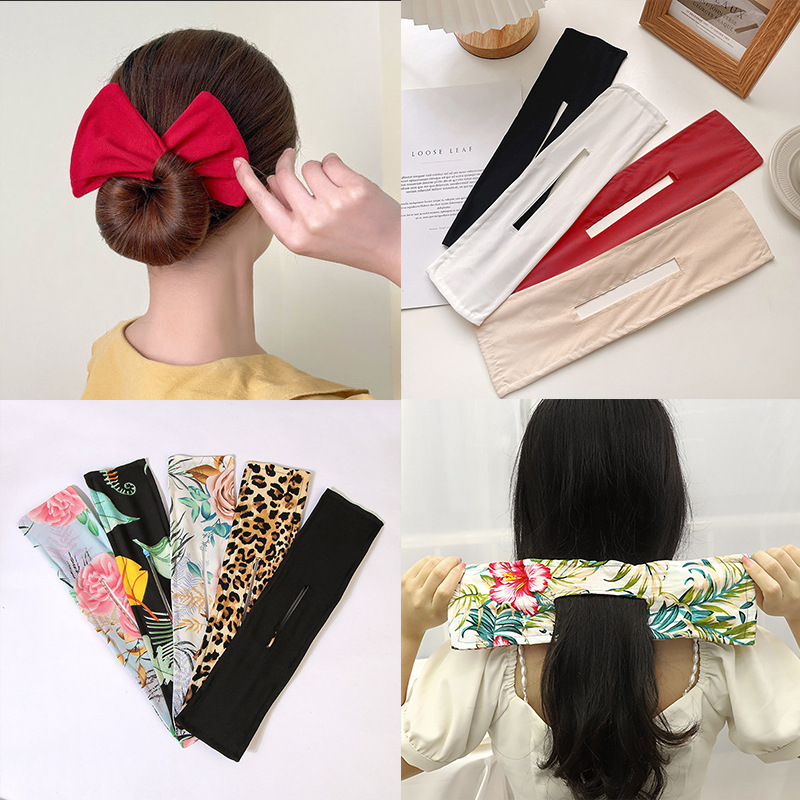 Rotating Hair Band Deft Bun Bow Twist Hair Band Bowknot Tie