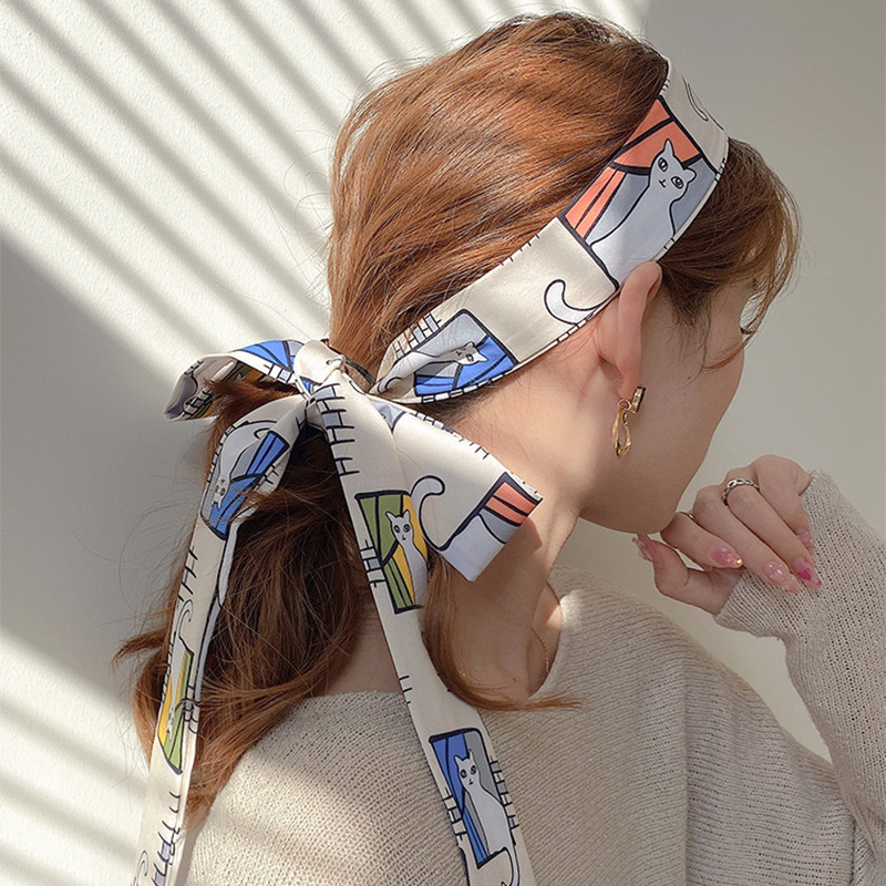 Korean Style Scarf Hair Band Female Hair Tie Super Fairy Mori Style Bow Headdress French Retro Bowknot Tie