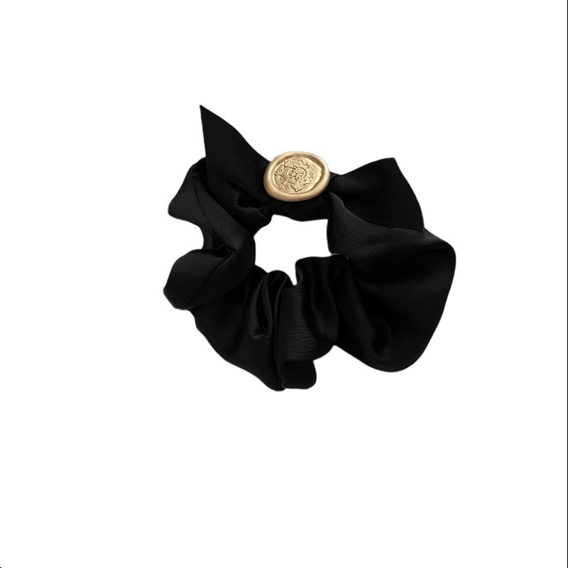 Texture! Black and White Bow Large Intestine Ring Hair Band Female Korean Ins Simple Hair Accessories Bowknot Tie