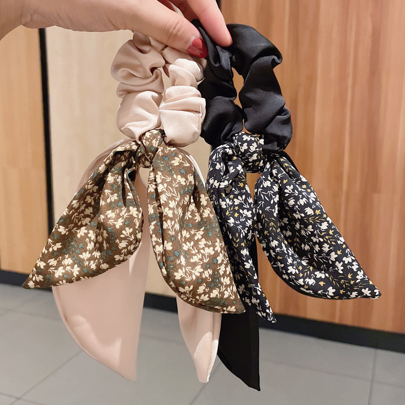 New Streamer Hair Tie Rope Elegant Floral Bowknot Headband Temperament Pure Color Internet Celebrity Hair Accessories