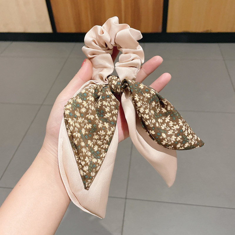 New Streamer Hair Tie Rope Elegant Floral Bowknot Headband Temperament Pure Color Internet Celebrity Hair Accessories