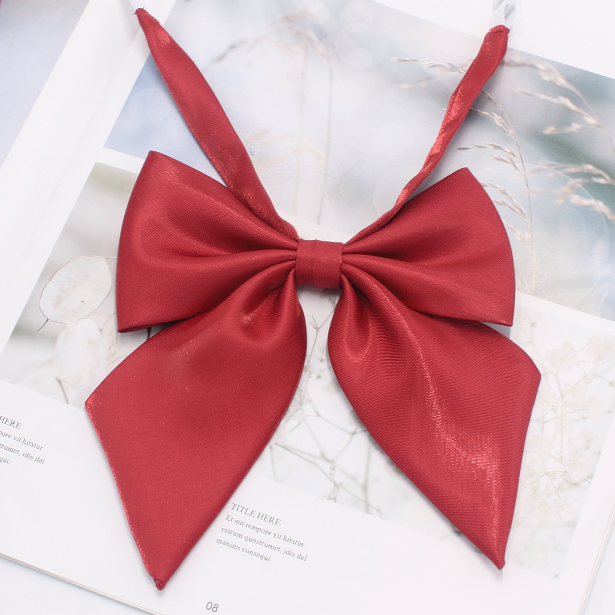 Preppy Style Student Bow Tie Bow Tie Pointed Horn Giant Calamus Bow Solid Color Flash Women&#039;s JK Bow Tie Bowknot Tie