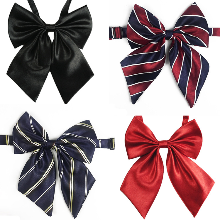 Bow Tie Solid Color Striped Women&#039;s Silk-like Professional Bow Bank Waiter Hotel Japanese Wholesale Bowknot Tie