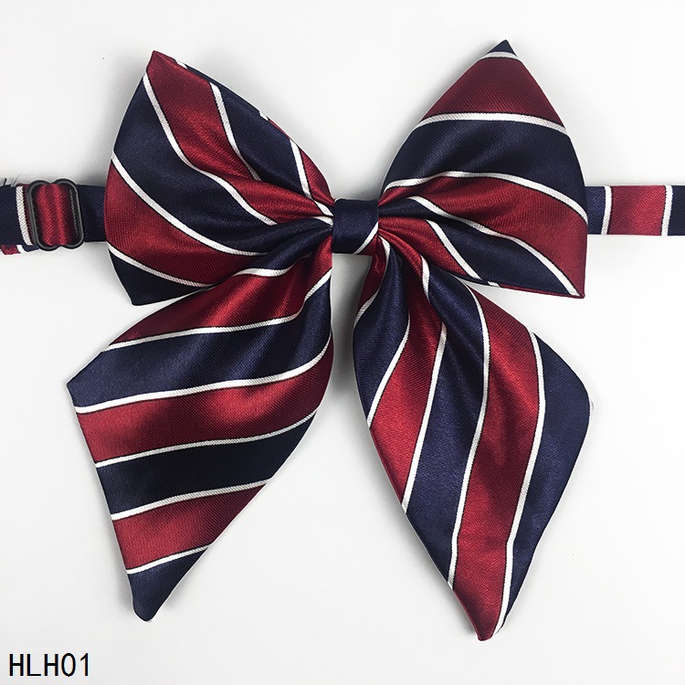 Bow Tie Solid Color Striped Women&#039;s Silk-like Professional Bow Bank Waiter Hotel Japanese Wholesale Bowknot Tie
