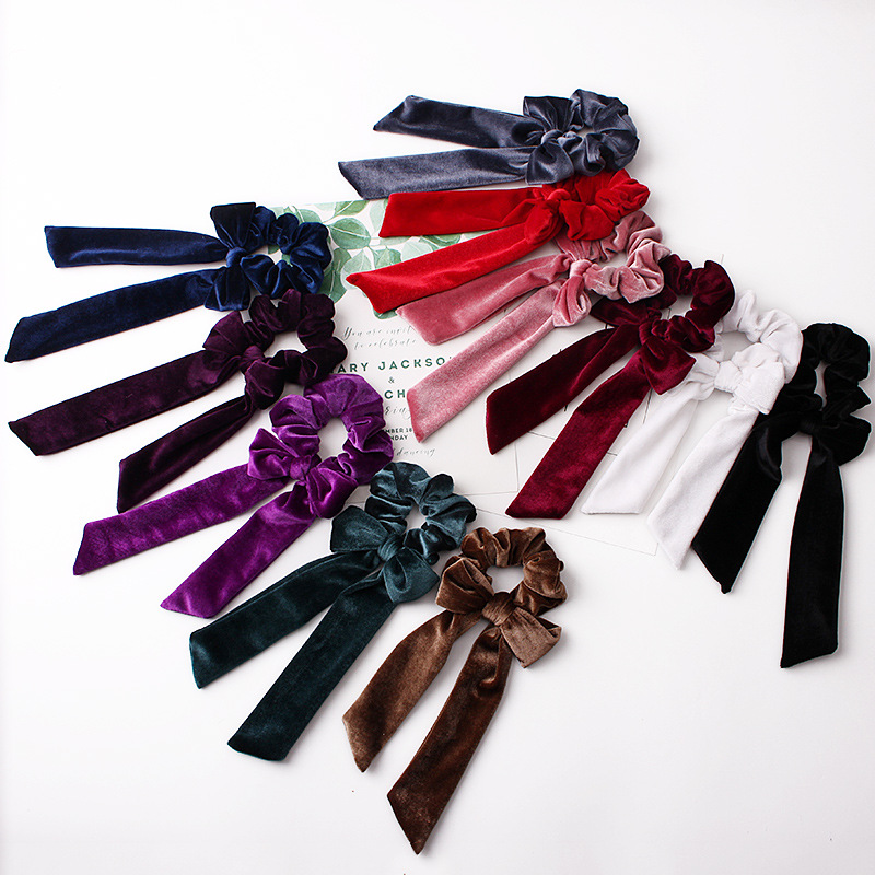 Ribbon Bowknot Hair Band Velvet Bow Tie Fashion Women&#039;s Hair Band Head Flower 30 Colors