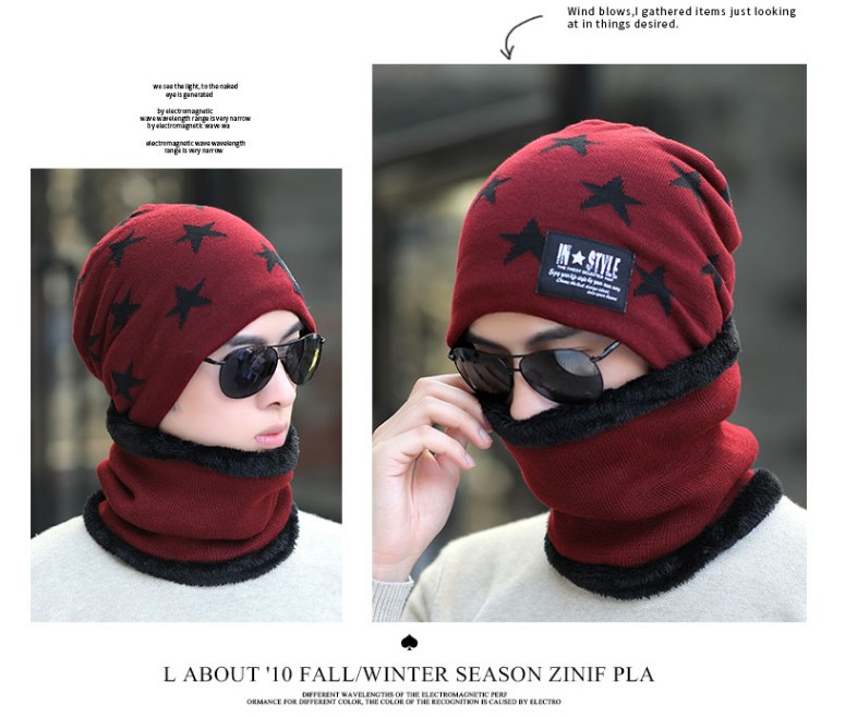 Five-pointed star hat scarf two-piece bike ear cap suit