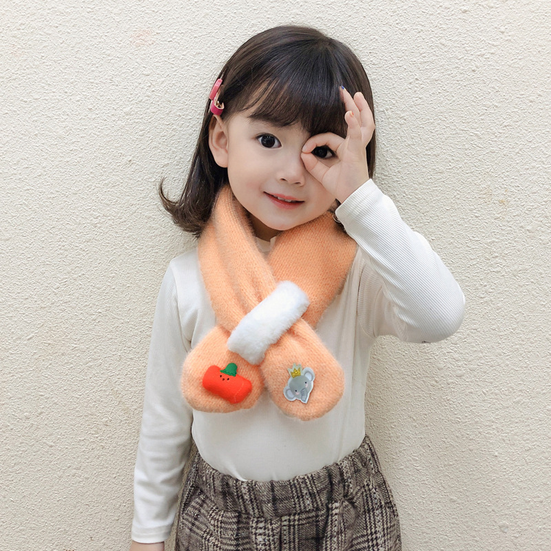 Winter Children&#039;s Plush Scarf Cute Fashion Korean Style Male and Female Baby Cross Scarf Little Girl Warm Scarf