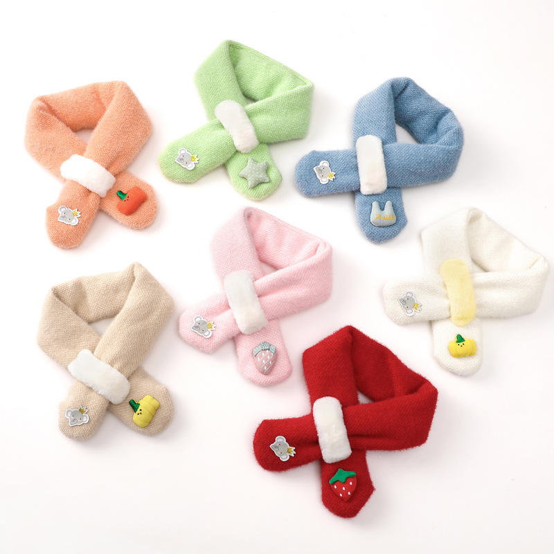 Winter Children&#039;s Plush Scarf Cute Fashion Korean Style Male and Female Baby Cross Scarf Little Girl Warm Scarf