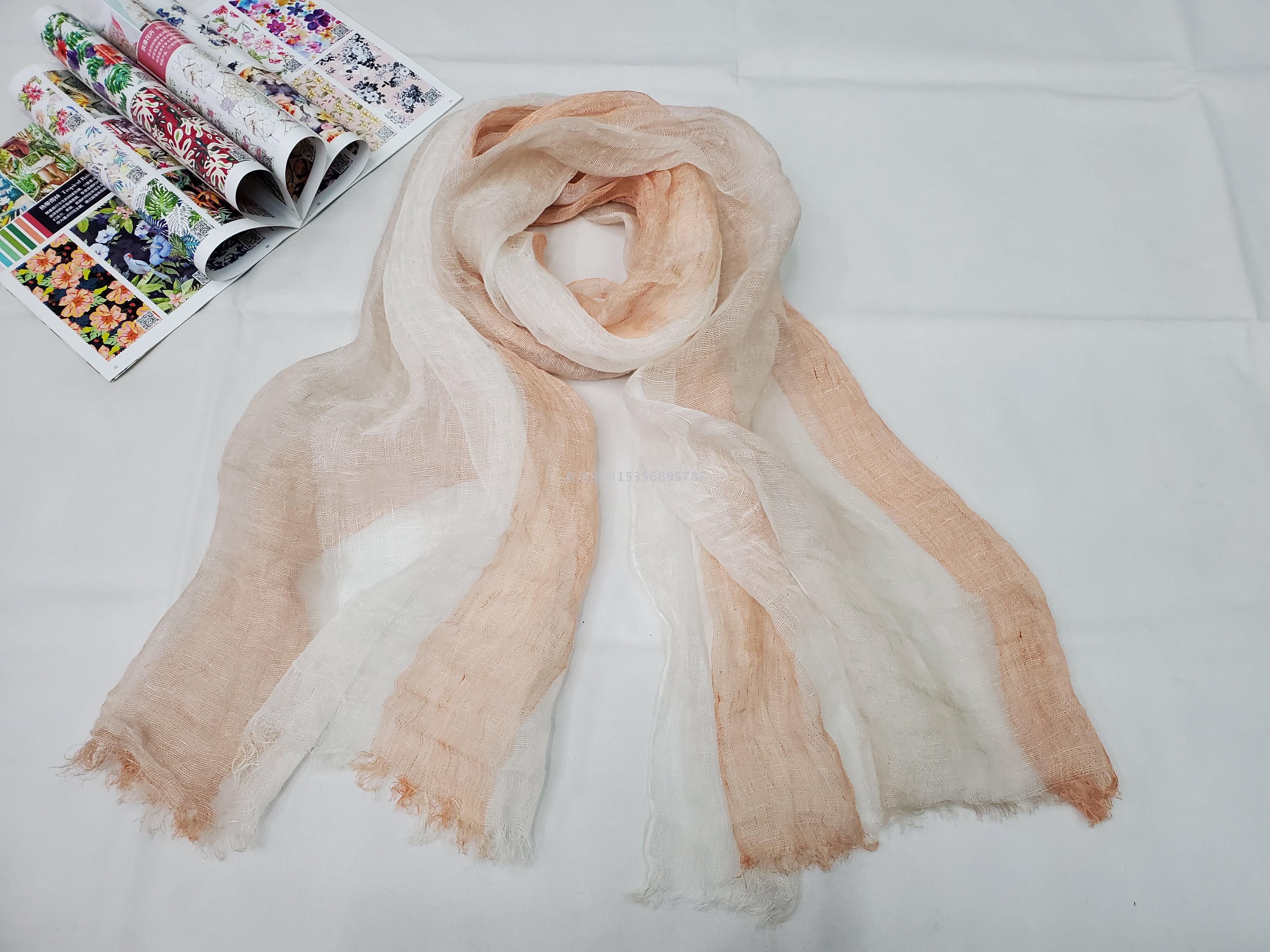 2020 new Japanese and Korean ladies spring and summer fresh pure natural linen yarn - dyed scarf air conditioning time! Absorption shawl silk scarves