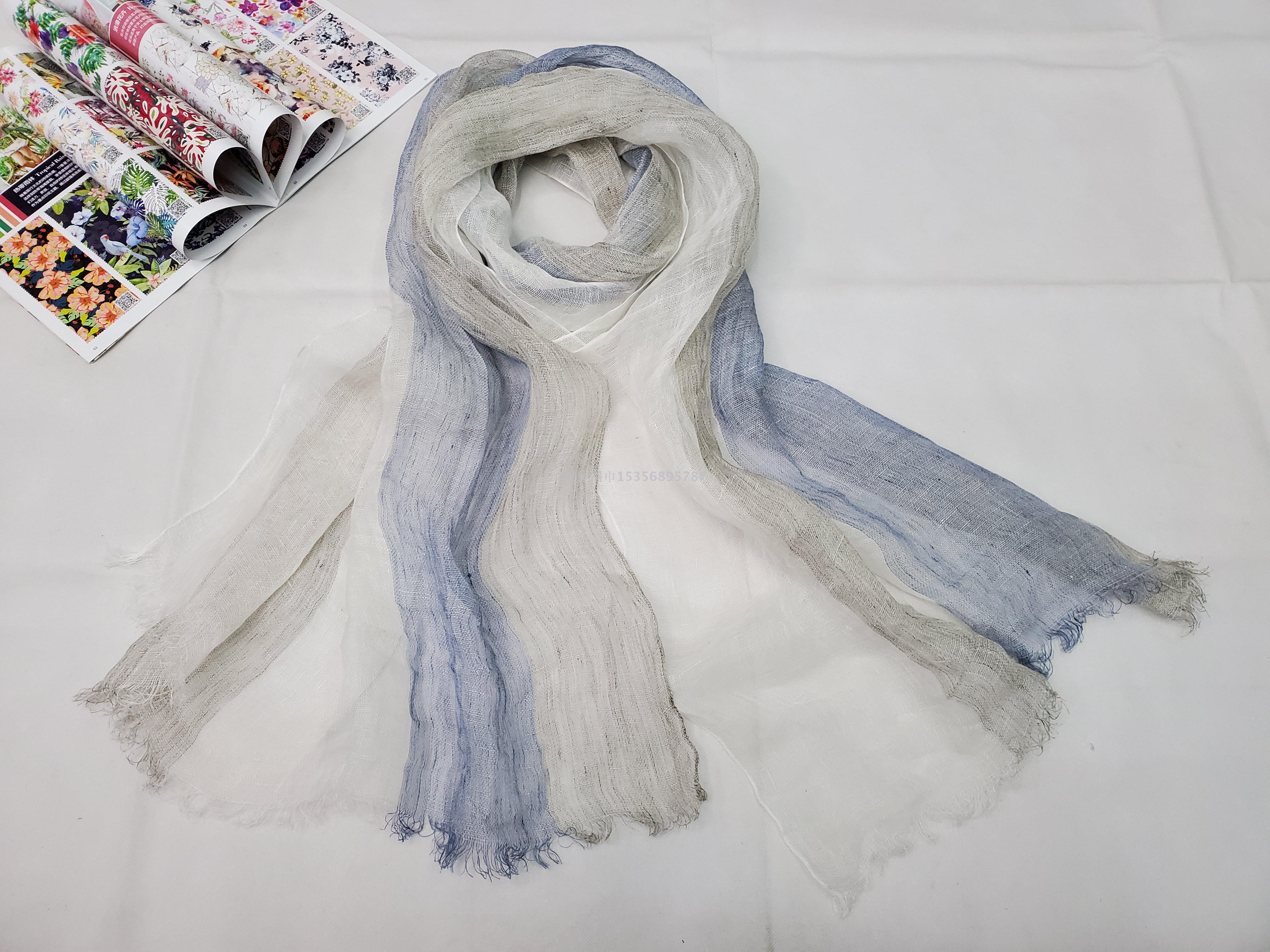 2020 new Japanese and Korean ladies spring and summer fresh pure natural linen yarn - dyed scarf air conditioning time! Absorption shawl silk scarves