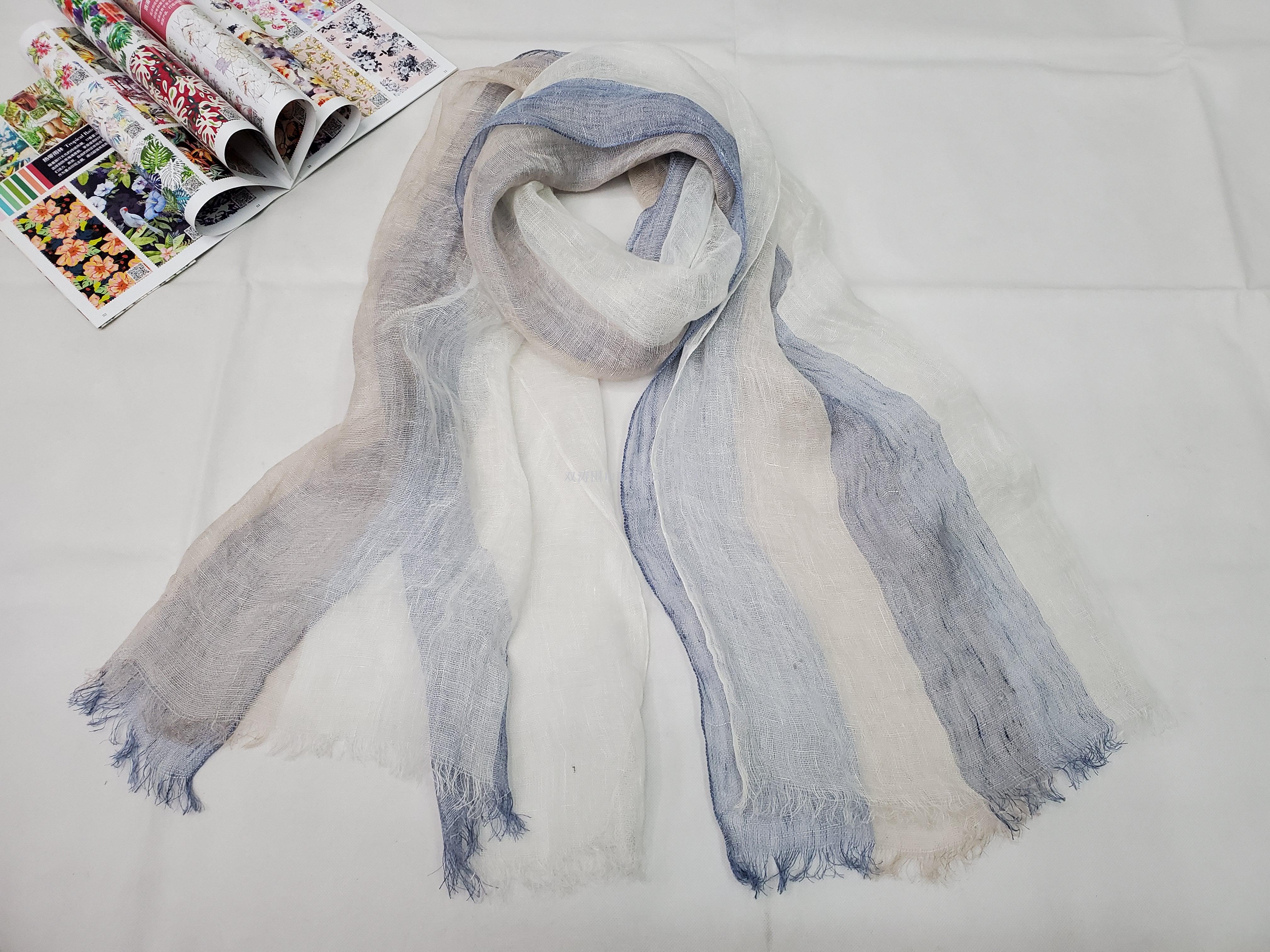 2020 new Japanese and Korean ladies spring and summer fresh pure natural linen yarn - dyed scarf air conditioning time! Absorption shawl silk scarves