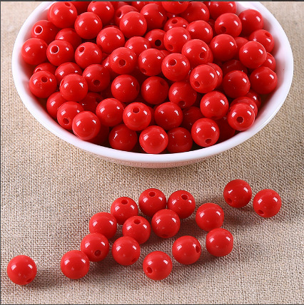 Beaded Solid Color round Beads Straight Hole Candy Color DIY Plastic round Beads Ornament Accessories Candy Bead
