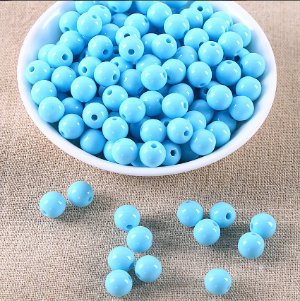 Beaded Solid Color round Beads Straight Hole Candy Color DIY Plastic round Beads Ornament Accessories Candy Bead