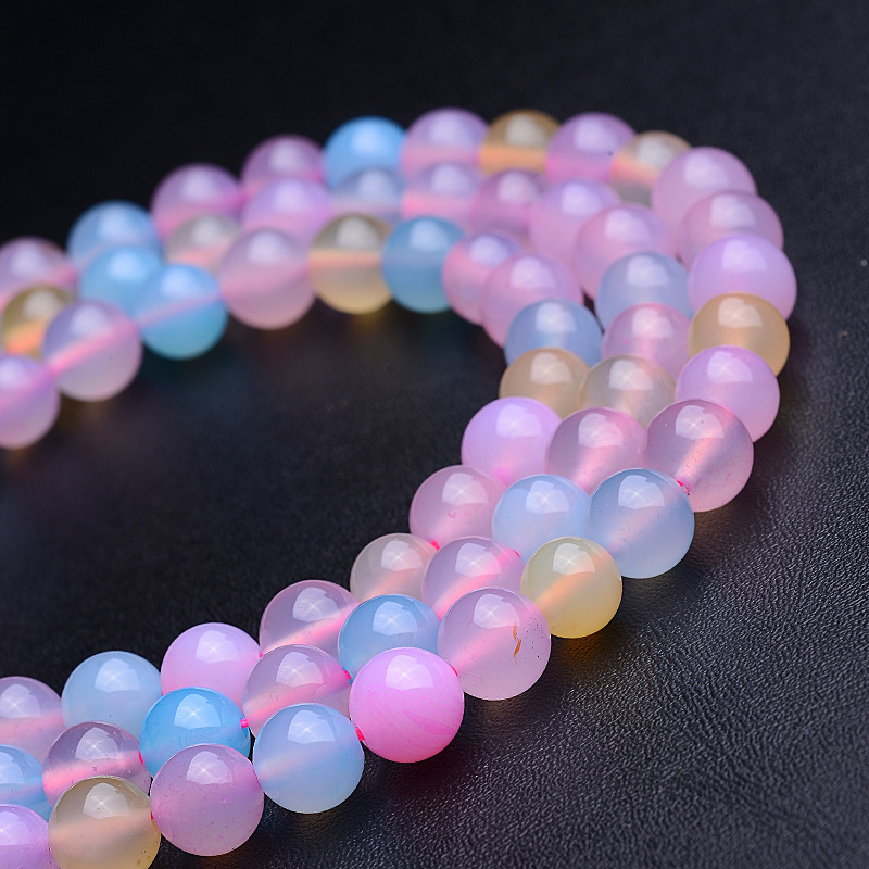 Candy Color Morgan Agate Semi-Finished Loose Beads round Beads Candy Bead