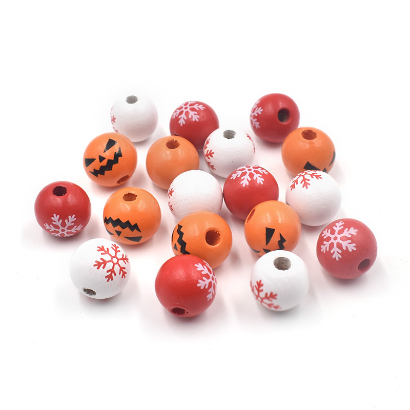  Tassel Wooden Beads Christmas Color Snowflake Wooden Beads Children Household Decorative Beaded Wholesale Candy Bead