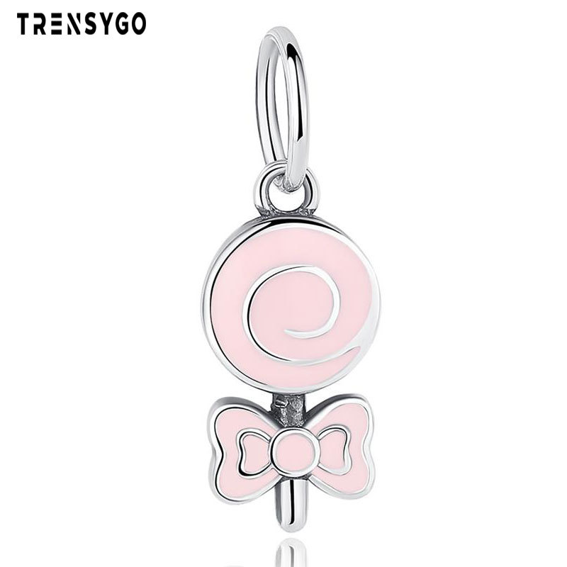 Panjia Jewelry Cute Lollipop Pendant S925 Sterling Silver Beads Bracelet Epoxy Beaded Jewelry Candy Bead