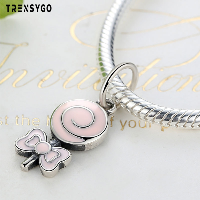 Panjia Jewelry Cute Lollipop Pendant S925 Sterling Silver Beads Bracelet Epoxy Beaded Jewelry Candy Bead