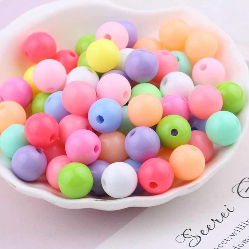 Spring Color Acrylic Beads Children DIY Handmade Beaded Material Solid Color round Beads Candy Candy Bead
