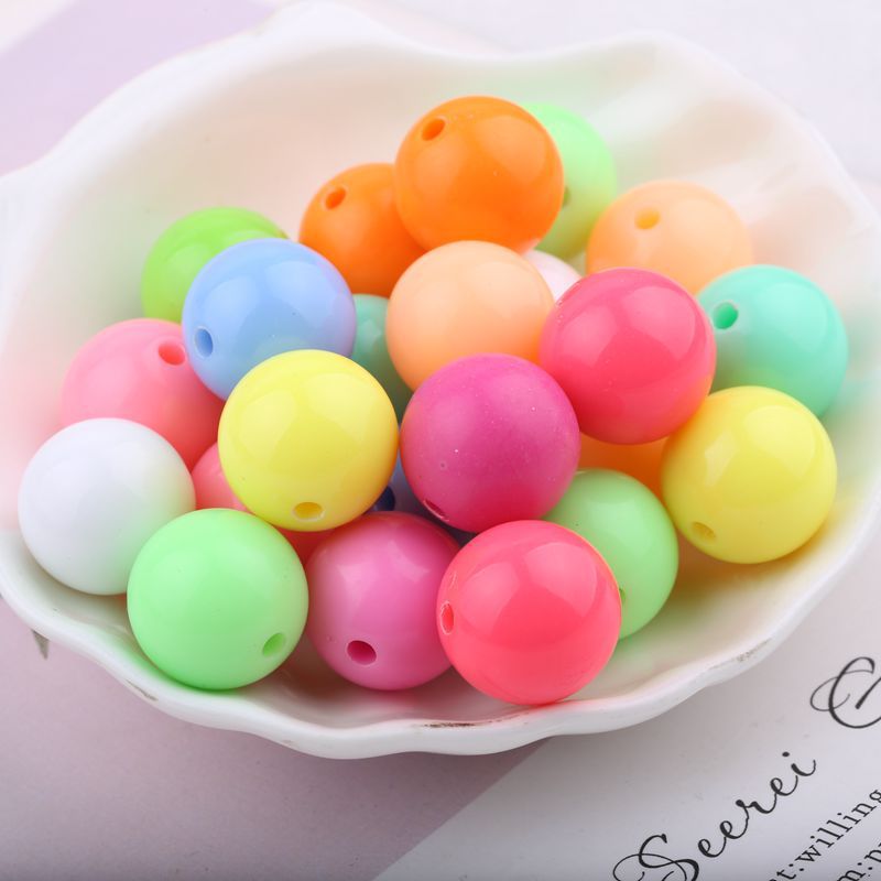 Spring Color Acrylic Beads Children DIY Handmade Beaded Material Solid Color round Beads Candy Candy Bead