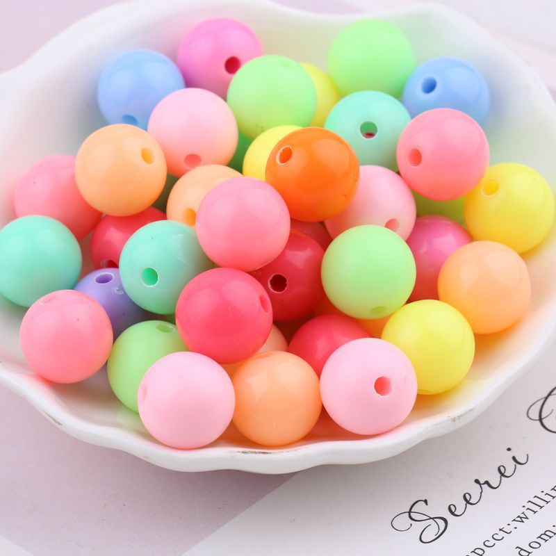 Spring Color Acrylic Beads Children DIY Handmade Beaded Material Solid Color round Beads Candy Candy Bead