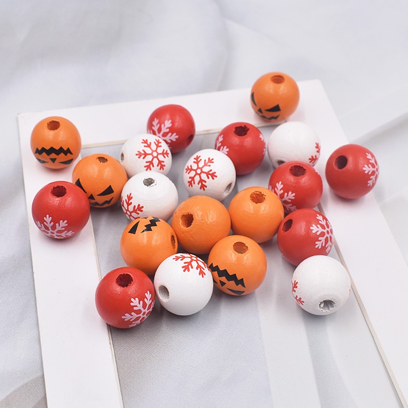 Tassel Wooden Beads Christmas Color Snowflake Wooden Beads Children Household Decorative Beaded Wholesale Candy Bead