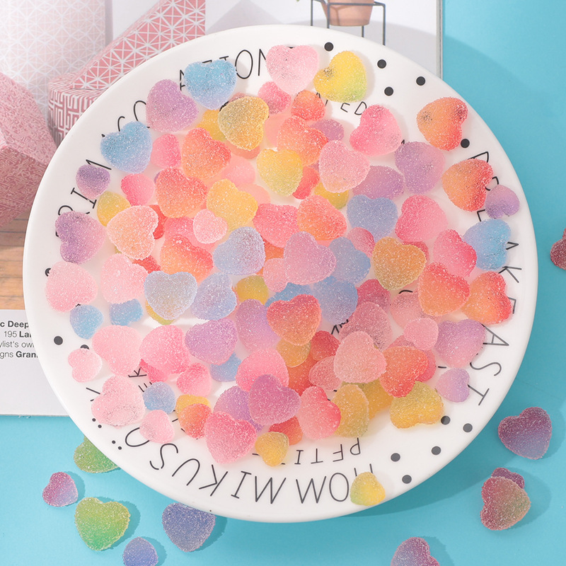  Simulation Cartoon Love Fondant Gradient DIY Cream Glue Cell Phone Shell Accessories Hairpin Material Candy Bead
