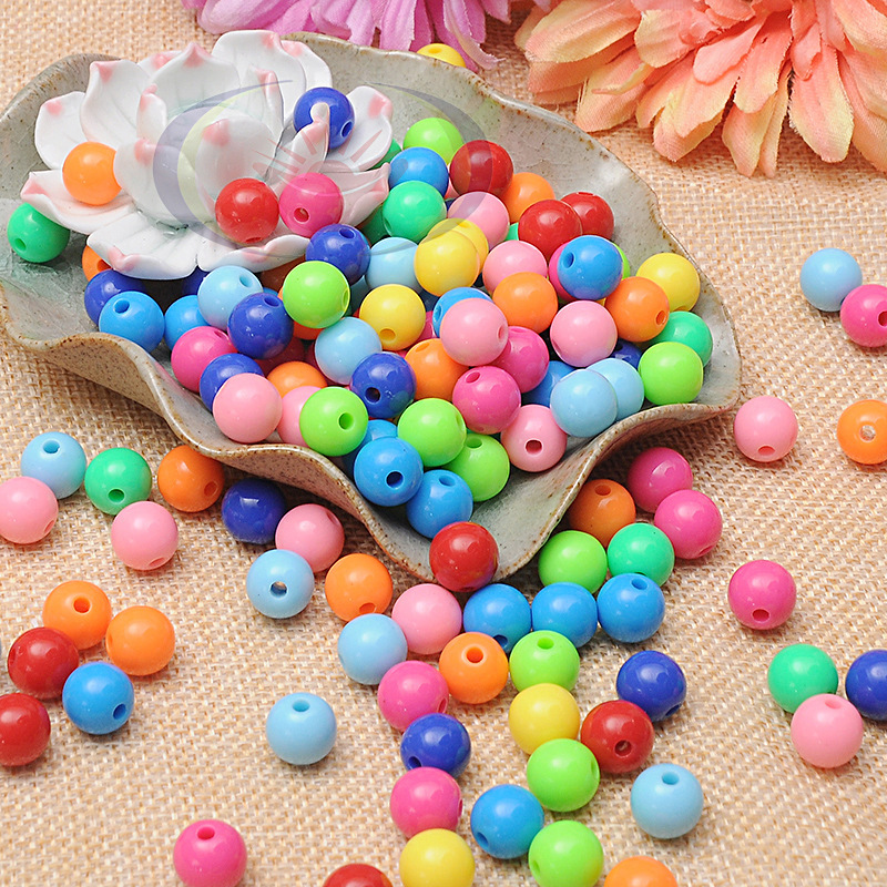 DIY Solid Color round Beads Wholesale Acrylic Beads Candy Beads 8 to 20mm Factory Direct Sales in Stock Candy Bead