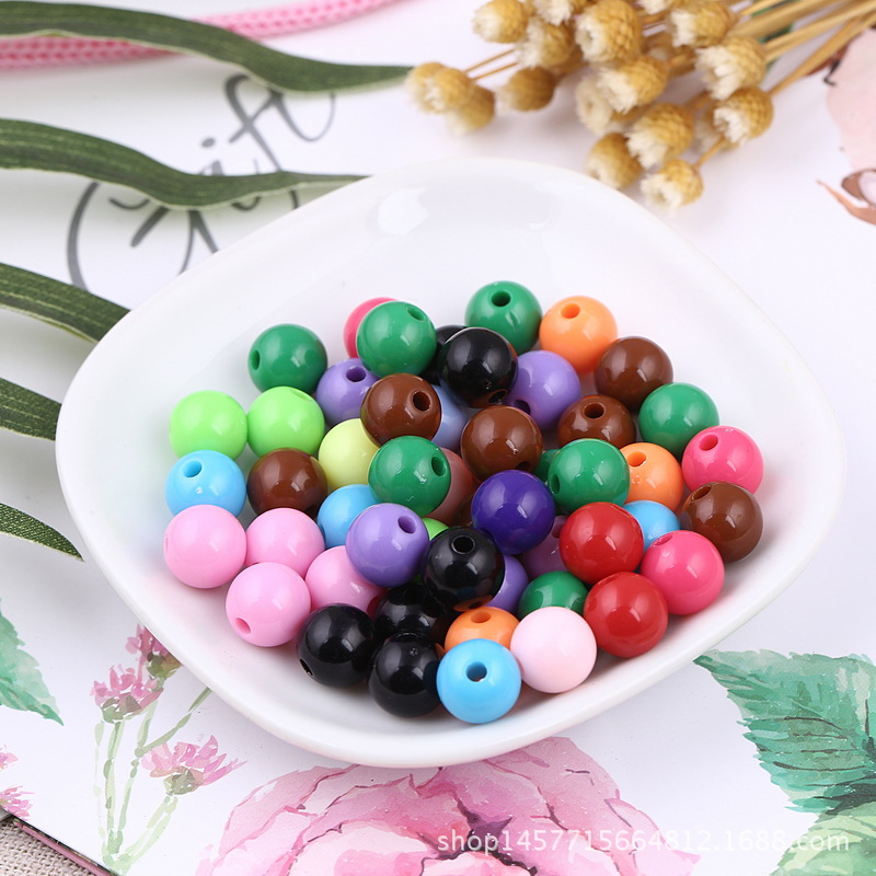 DIY Solid Color round Beads Wholesale Acrylic Beads Candy Beads 8 to 20mm Factory Direct Sales in Stock Candy Bead