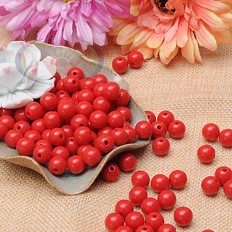 DIY Solid Color round Beads Wholesale Acrylic Beads Candy Beads 8 to 20mm Factory Direct Sales in Stock Candy Bead
