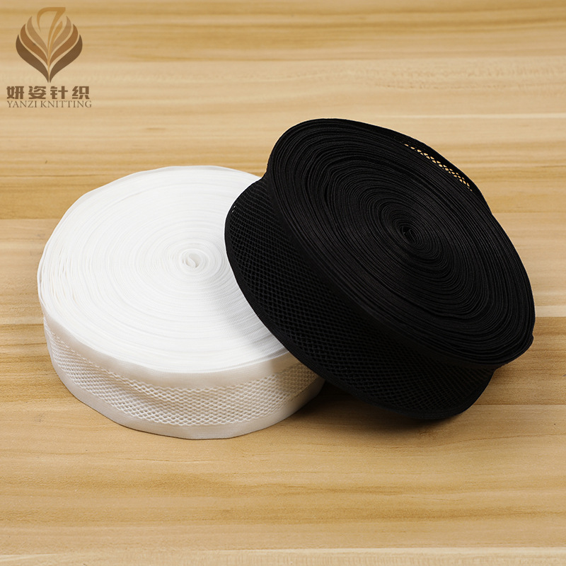 Elastic Mesh Elastic Band More than Black and White, Colored Specifications Customizable Belt Clothing Textile Accessories Elastic Band Manufacturer