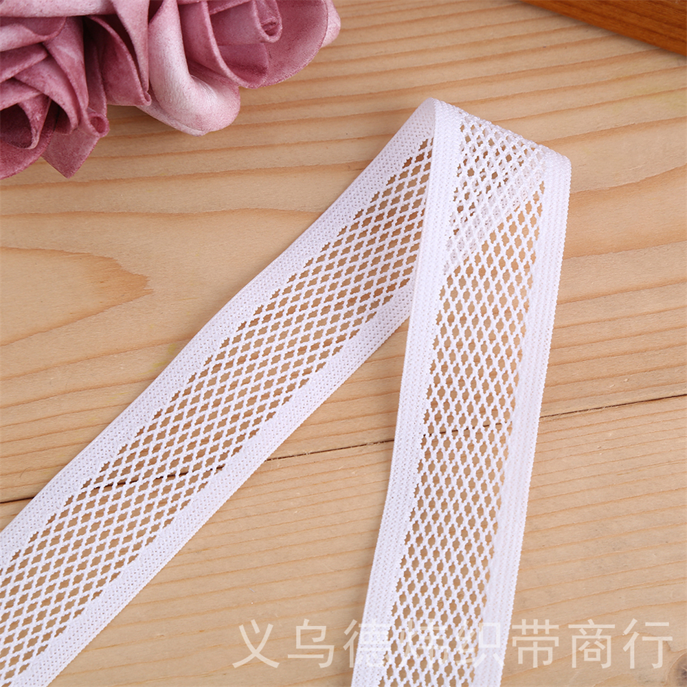 Clothes and Dresses Boud Edage Belt Pants Belt Decorative Accessories Elastic White Hollow-out Mesh Lace Ribbon Elastic Band