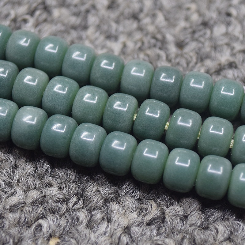 Natural Dark Green Emerald Green Bodhi Root 108 Yin Skin Bodhi Root Barrel Beads Flat round Bead
