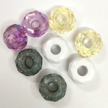 Wholesale DIY Accessories Large Hole Beads Hollow Bead Acrylic Large Color Flat Beads Beaded Micro Glass Bead