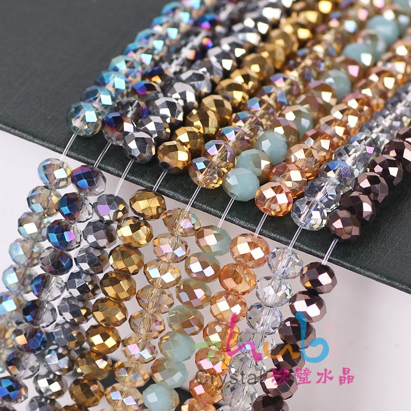 6 Mm8mm Flat Beads High Temperature Color Retention Electroplating Color High-Grade Crystal Glass Hollow Bead Manufacturers Small Mixed Batch Supported