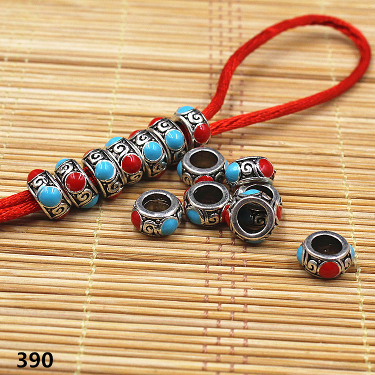 Tibetan Silver Drop Oil Flat Beads Transfer Beads Large Hole Spacer Bead Xingyue Bodhi Collectables-Autograph Flat Beads