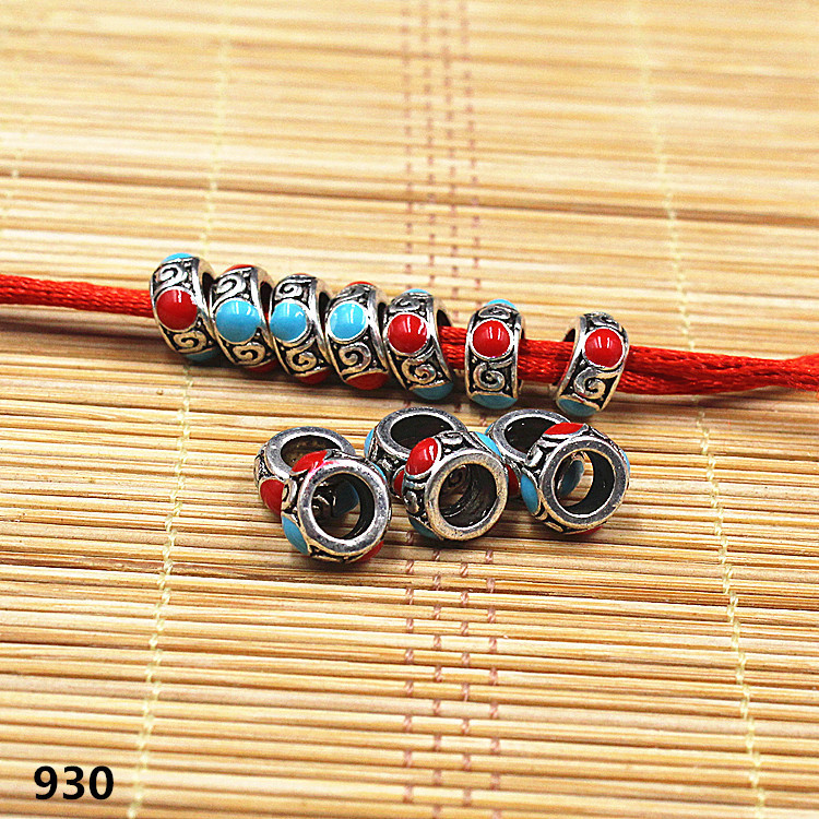 Tibetan Silver Drop Oil Flat Beads Transfer Beads Large Hole Spacer Bead Xingyue Bodhi Collectables-Autograph Flat Beads