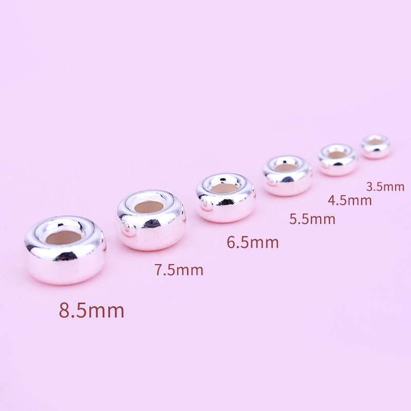 S925 Sterling Silver Beads Scattered Beads Abacus Flat Beads Water Bubble Beads Hollow Bead Handmade Flat Beads