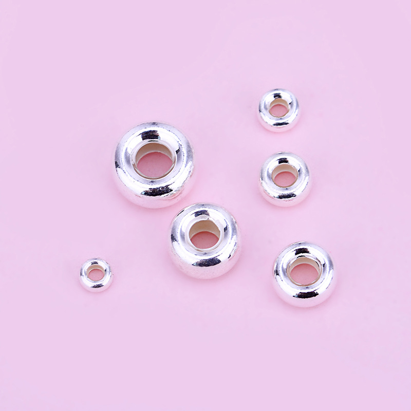 S925 Sterling Silver Beads Scattered Beads Abacus Flat Beads Water Bubble Beads Hollow Bead Handmade Flat Beads