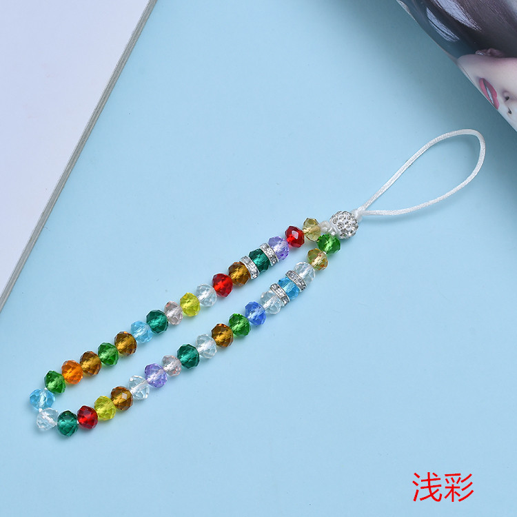 Stall Supply Crystal Beads Flat Bead Chain Wrist Rope DIY Mobile Phone Lanyard Crystal Night Market Hot Mobile Phone Case Chain
