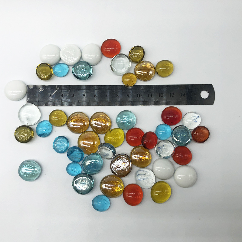 Glass Flat Bead 12-14mm Colored Glass Half Beads Micro Glass Bead Glass Marbles Glass Flat Bead 7mm