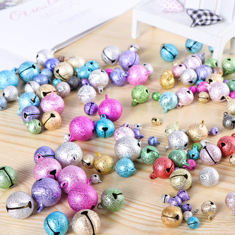 Electroplating Bell Wrinkle round Bell Frosted Color Ornament Accessories Keychain Little Bell Shape Pendant Color Bells