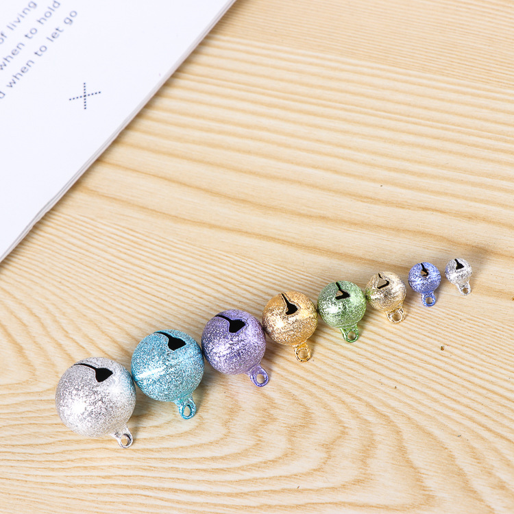 Electroplating Bell Wrinkle round Bell Frosted Color Ornament Accessories Keychain Little Bell Shape Pendant Color Bells