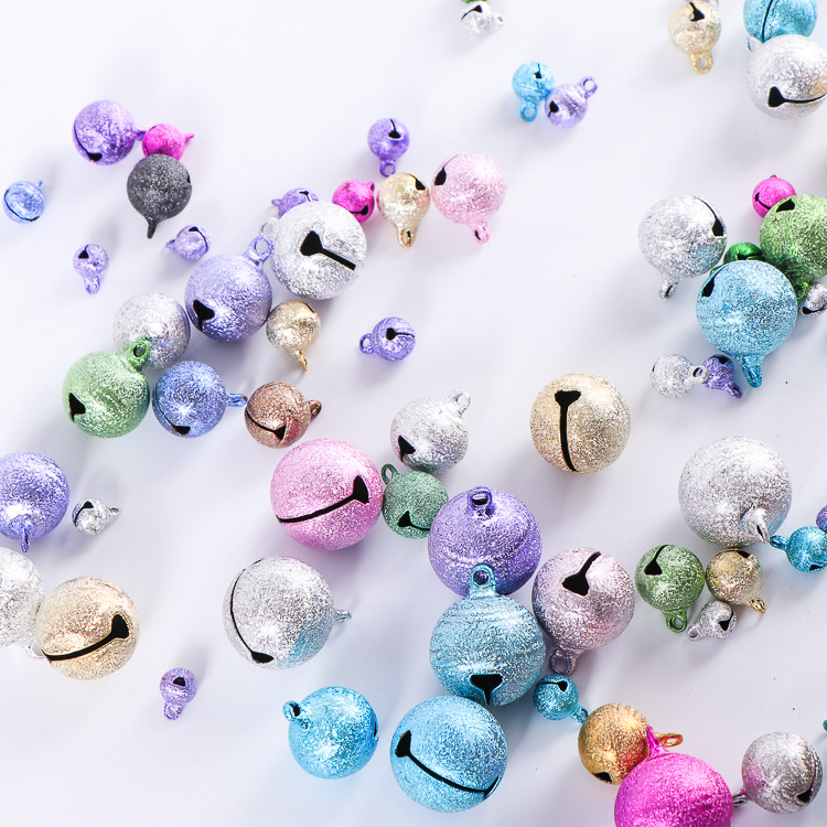Electroplating Bell Wrinkle round Bell Frosted Color Ornament Accessories Keychain Little Bell Shape Pendant Color Bells